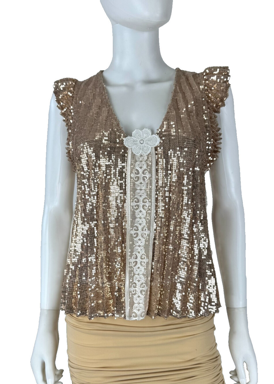 Flannel Sz 1 Nwt Rose Gold Sequin Top 4 #236031F87B
